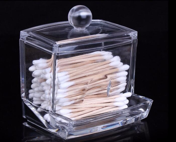 New Design Clear Acrylic Cotton Swab Box Q-tip Storage Holder Cosmetic Makeup tool Women Storage Box With Lid