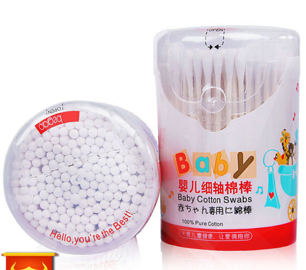 Wholesale boxed 180 baby cotton swabs, disposable cotton swabs, baby special fine head screw paper sticks