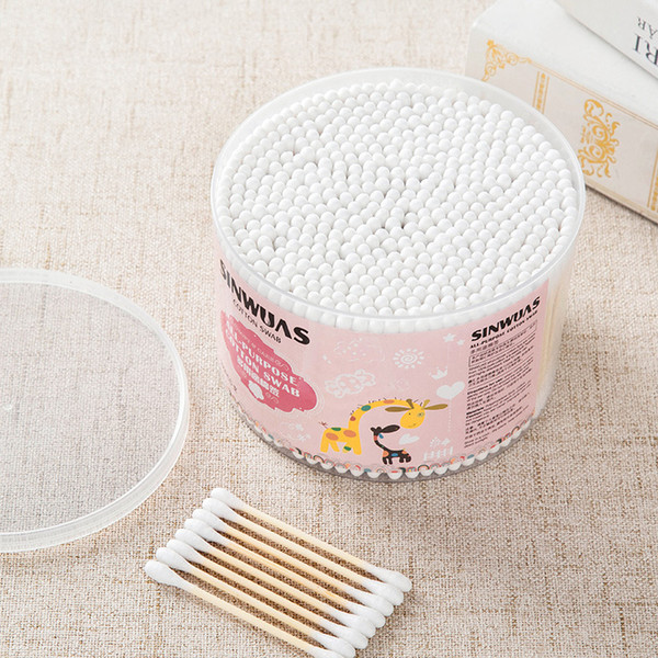 Double-head sanitary cotton swab,500-pack, baby-cleaning cotton stick, eye-lip makeup-up cotton swab, ear-cotton stick