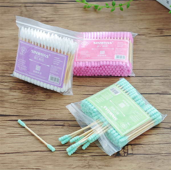New Baby Double headed spiral cotton swab, ear colored cotton swabs box, disposable cotton swab FB035