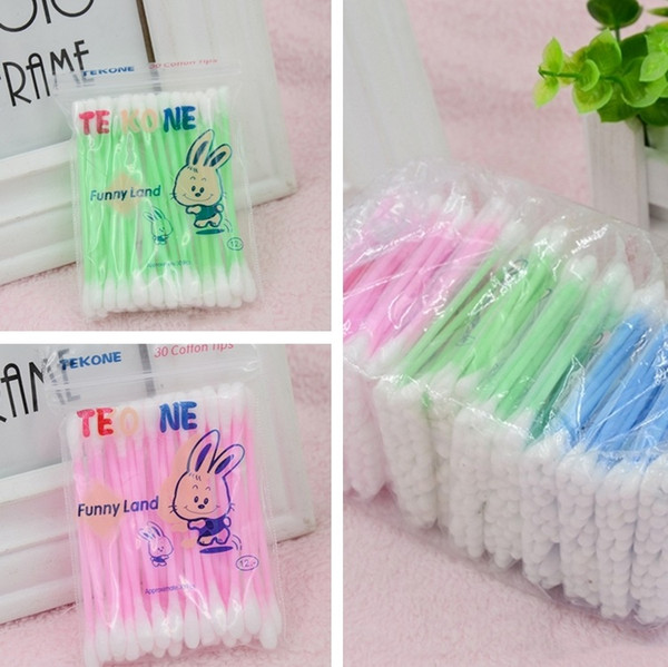 50pcs /bag cotton swabs, candy colored plastic bars, cotton swabs, double headed cotton swabs FB036