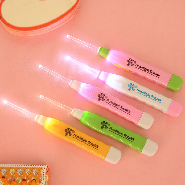 LED Flashlight Baby Ear Pick Wax Earpick Remover With Curette Cleaner Tweezer 3 Fitting for baby health gift favor FFA3296