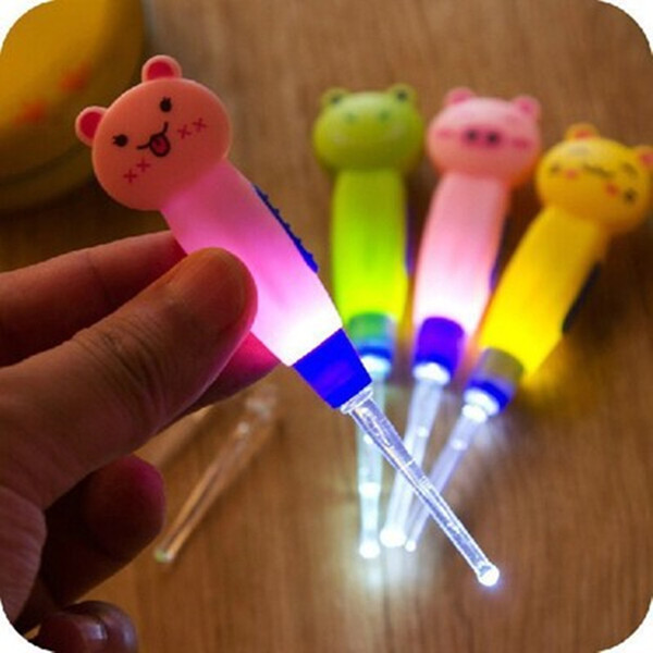 Baby earpick Earwax removal LED cartoon animals flashlight earplugs cleanser headphones ear cleaning device glowing ear tools