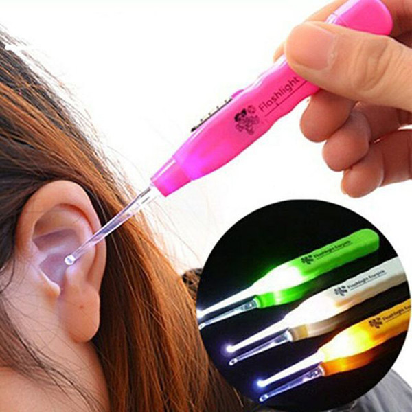 Baby Earpick Earwax removal LED flashlight earplugs cleanser headphones ear cleaning device glowing ear tools C214