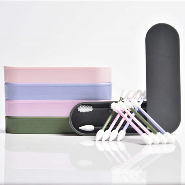 Silicone cotton swab stick reused cotton swab stick double head silicone looping ear stick Swab Ear Cleaning Cosmetic Buds Swabs Box