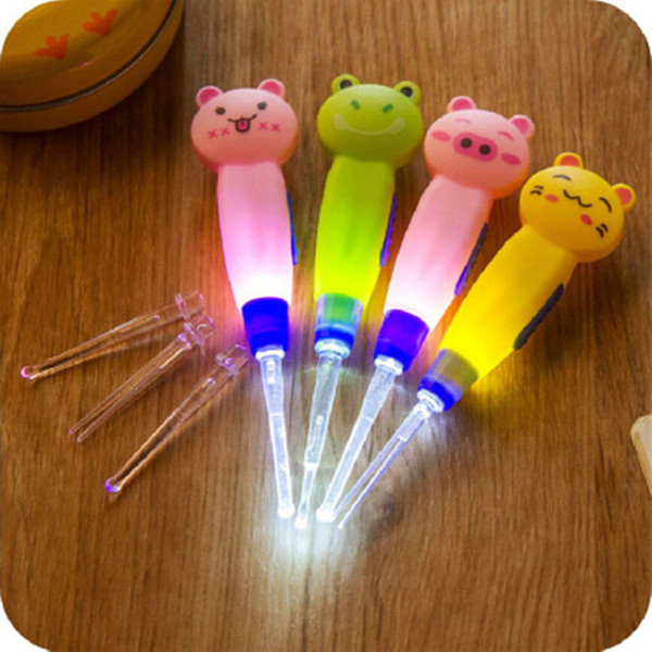 LED earpick Earwax removal cartoon animals flashlight earplugs cleanser headphones ear cleaning device glowing ear tools Nursing