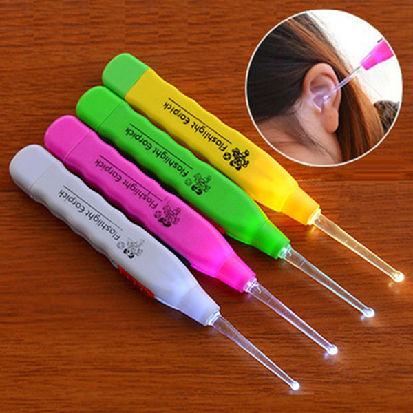 LED Earpick earwax removal Baby LED flashlight earplugs cleanser headphones ear cleaning device glowing ear Care tools