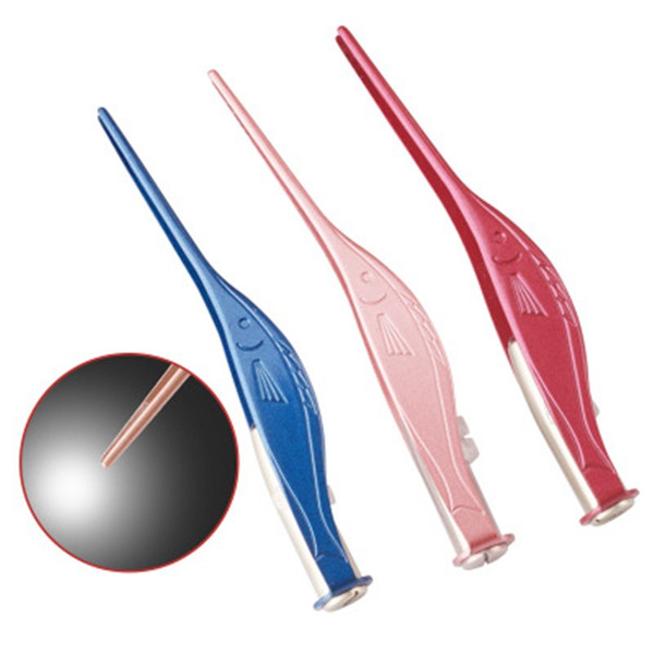 New 3colours Stainess Steel Ears Pick Cleaner Baby Child LED Flashlight Ear Wax Pickers Spoon Tweezer Remover Earspick Care Tool