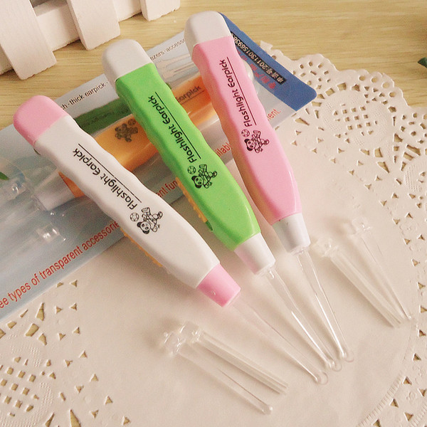 baby care Light Earwax spoon baby ears cleaning with light digging luminous wholesale Ear Syringe japanese style TT322