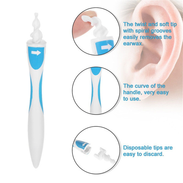 1 Set Soft Spiral Disposable Easy Earwax Cleaner Earpick Tool Ear Wax Remover Safe Spiral Cleaner Prevent Ear-pick Clean 16 tips