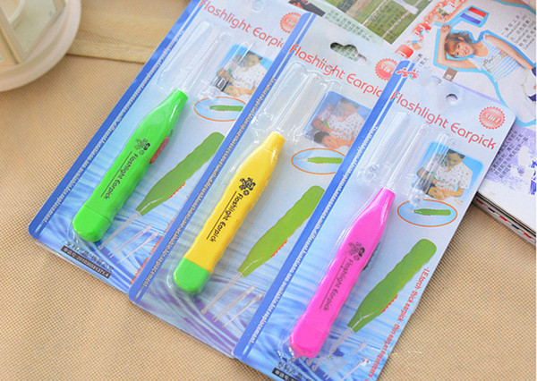 HOT sale Wholesale Kids Baby Safe LED Flash Lighting EarPick Spoon Earwax Curette Remover Tool ight earpick ear cleaner flashlight earpick