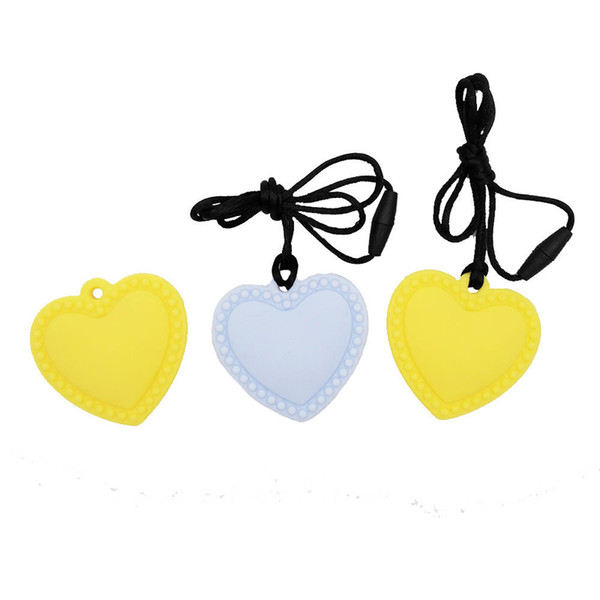 Baby Teethers Silicone Teething Jewelry Heart Pendant Nursing Necklace Teether Toy for Mum Wear Chewable Beads