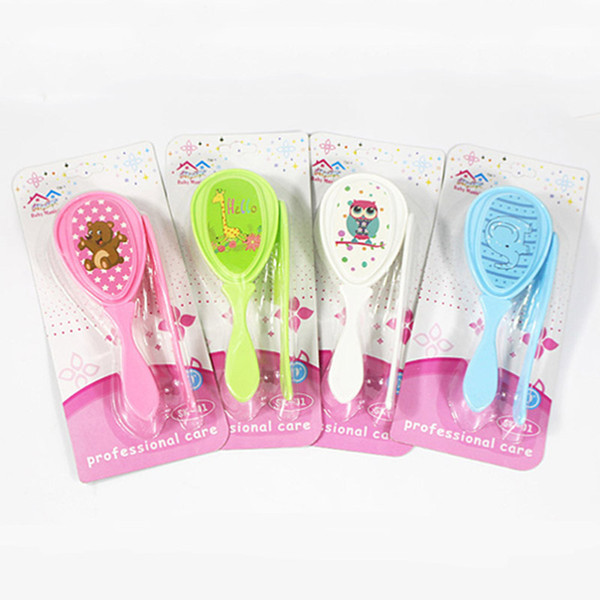 2pcs/Set Newborn Baby Cartoon Hair Brush Soft Comb Head Scalp Massager Tool Set Infant Kids Hair Care Baby Hair Brush Comb