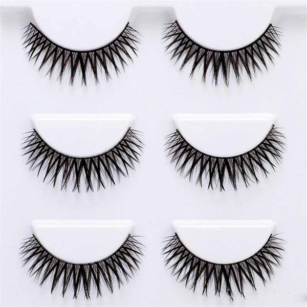 Handmade Mink Lashes False Lashes Cross Long Thick Natural Mink Lashes Handmade False Eyelash Eye Makeup Tools 3pairs / set