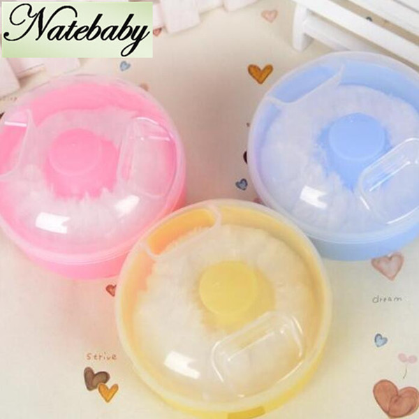 Wholesale-(2pcs/set) Authentic baby powder puff box talcum powder baby powder box