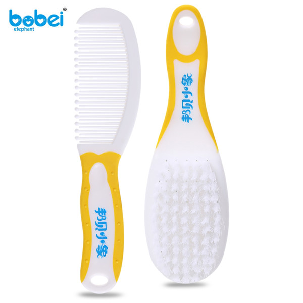 Baby Hair Care Bobeielephant Comfortable 2pcs Baby BPA Free Soft Brush Round Head Comb Baby Care B