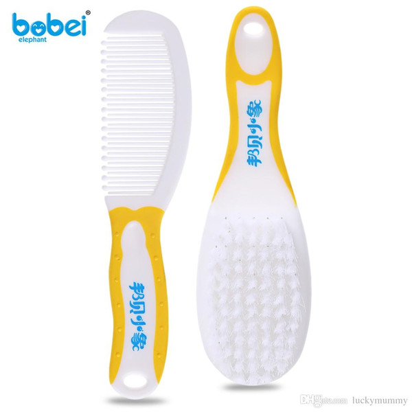 Baby Hair Care Bobeielephant Comfortable 2pcs Baby BPA Free Soft Brush Round Head Comb Baby Care B