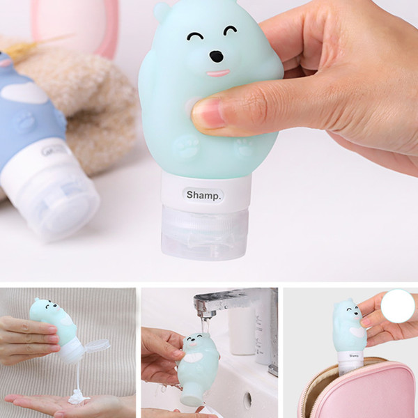 Portable Cartoon Animal Bear Silicone Travel Case Storage Organizer Shampoo Shower Gel Lotion Reusable Bottle