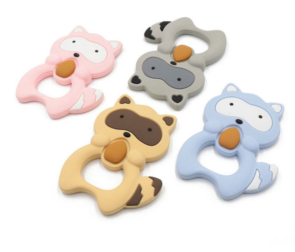 Cute Squirrel Shape Silicone Funny Baby Teether Silicone Teething Raccoon Pendant BPA Free Baby Chew Toy Silicone Beads Cartoon Nursing