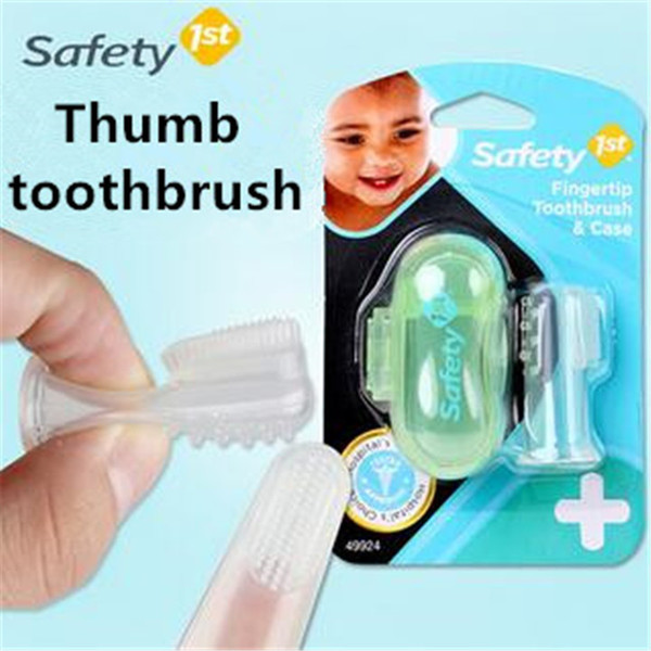 Healthy baby finger toothbrush set soft silicone finger toothbrush tooth rubber massager brush and save box A17071218