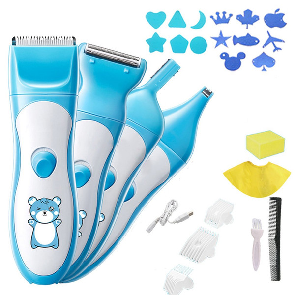 4 in 1 multifunctional USB Rechargeable Children waterproof Hair clippers Razor Eyebrow Shaving Template Carving Hair Trimmer