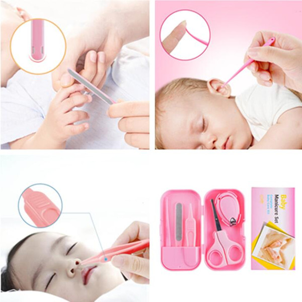 Newborn Manicure Set Baby Nail Clipper Stainless Steel Toddler Nail Clipper Set Manicure Trim nails Tweezers and Ear Spoon Wholesale CZ225
