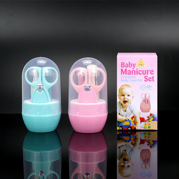4pcs Baby Healthcare Kits Baby Nail Care Set Infant Finger Trimmer Scissors Nail Clippers Cartoon Animal Storage Box for Travel