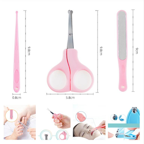 Newborn Baby Infant Manicure Set Toddler Nail Clipper Stainless Steel Nail Clipper Set 4 Piece Nail Clippers For Manicure Trim nails CZ225
