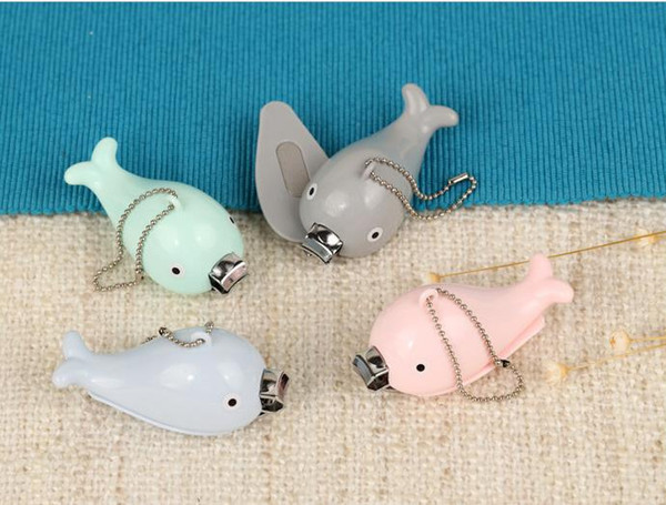 Hot New Cartoon Whale Baby Clipper New Cute Children's Nail Care Cutlery Scissors Animal Infant Nail Clippers with Keychain