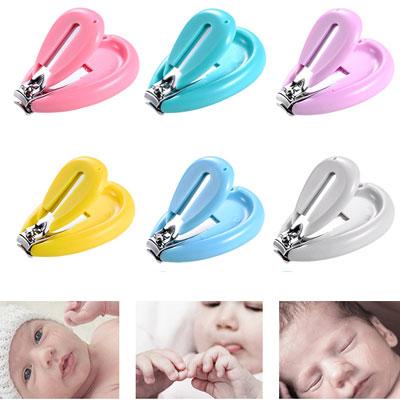 Solid color baby nail clippers baby infant nail care 6 colors ABS stainless steel material with plastic box packaging