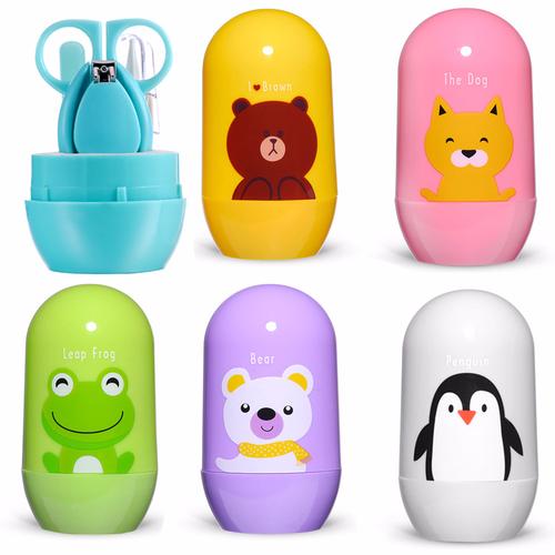 Baby Healthcare Kits Baby Nail Care Set Infant Finger Trimmer Scissors Nail Clippers Cartoon Animal Storage Box for Travel