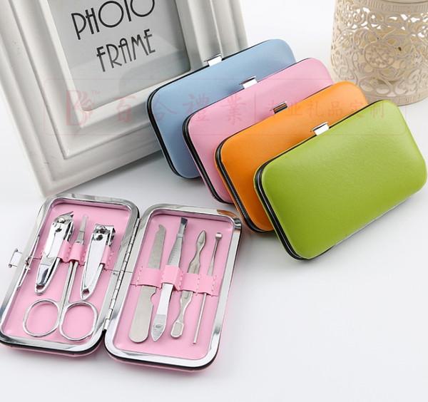 6 Options Carbon steel quality 7 Pcs/set Nail Clipper Kit Nail Cutters Nail Tools Scissor Eyelash Tweezer Ear Pick Manicure Sets