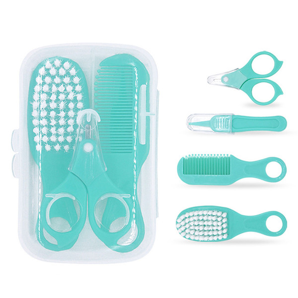 ABS Baby Hairbrush Newborn Hair Brush Infant Comb Safety Nail Scissors Forceps for Boys Girls Baby Friendly Care Item 4 Pcs/set