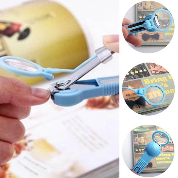 Stainless Steel Nail Clipper With Magnifying Glass baby nail care infant Pocket Nail Pliers suitable for old man