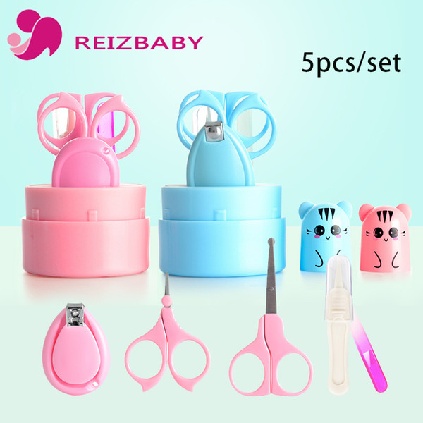 Brand Safety Baby Nail Care 5pcs/set Cute Cartoon Infant Nail Clipper Scissors File Tweezer Canned Baby Care set