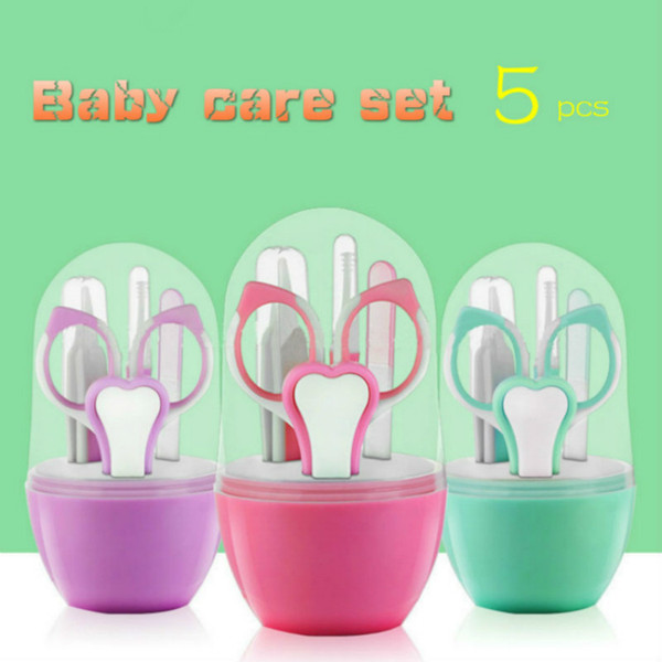 Baby Nail Care Set Newborn Suit 5pcs Nail Clippers Scissors File Tweezers Double Earwax Spoon Security Clean Healthy
