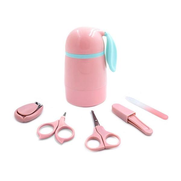 5PCS Set Baby Nail Clipper Set Newborn Child Cute Compact And Portable Care Anti-Meat Teenage Heart Pink And Blue Nail Care Set