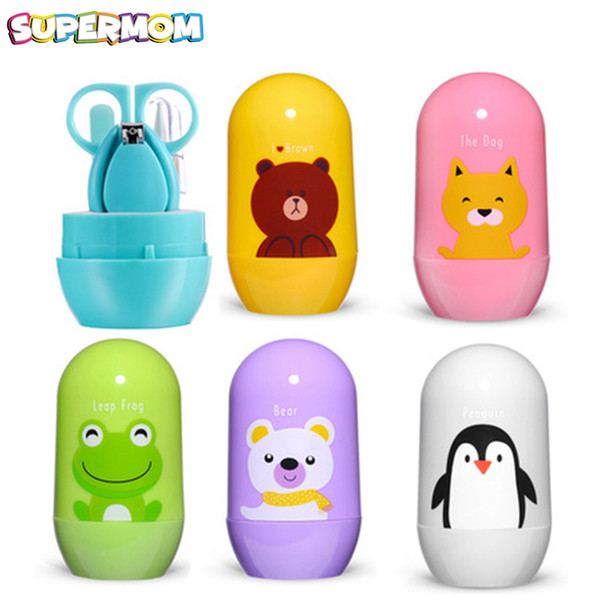 Baby Nail Scissors Set Baby Healthcare Kits Newborn Nail Clipper Safety Scissors Care Suit Cartoon Animal Storage Box