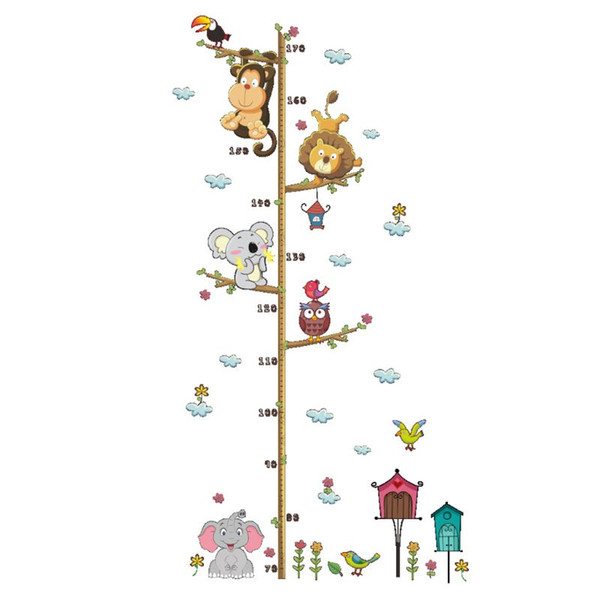 Cartoon Animal Kids Height Measure Decal Removable Wall Stickers DIY Kindergarten Wallpaper Home Kids Room Decoration