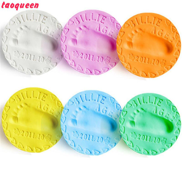 Taoqueen baby Care Air Drying Soft Clay Baby Handprint Footprint Imprint Kit Casting Parent-child Hand Ink Pad Fingerprint