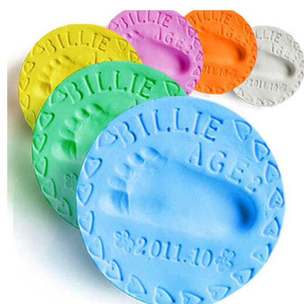 6 Colors baby care Air Drying Soft Clay Baby Handprint Footprint Imprint Kit Casting Parent-child hand inkpad fingerprint