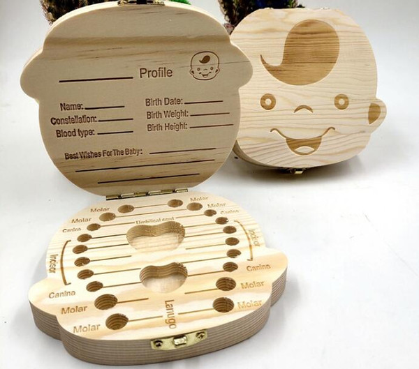 Wooden male and female baby deciduous tooth box teeth fetal umbilical cord tooth commemorative collection box infant souvenir box