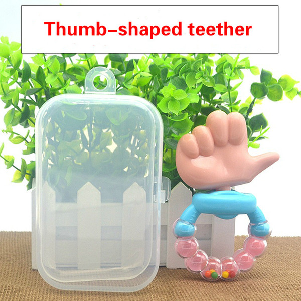 With Storage Box Rattle Thumb Teether Baby Thumb Hand Grasping Tooth Stick Finger Shape Teether