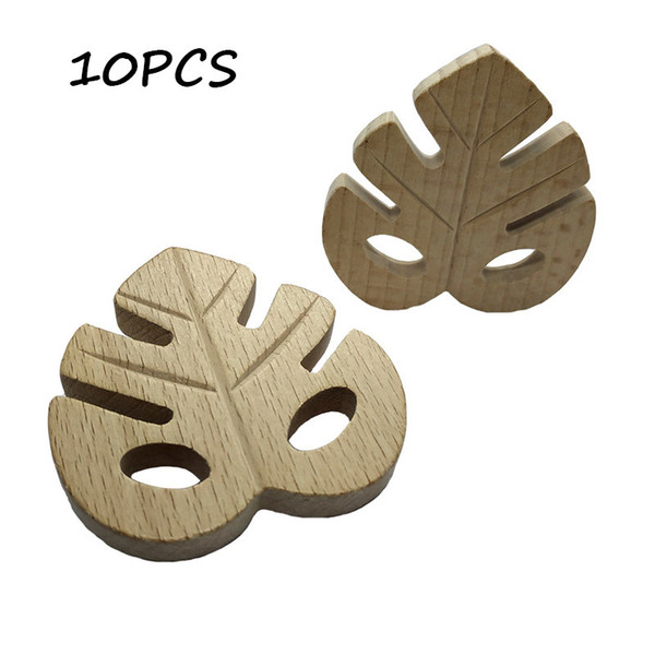 10pcs Baby Toy Beech Wooden leaf shape Baby Nursing Accessories Educational Toy For Babies Wood Rattles Teethers