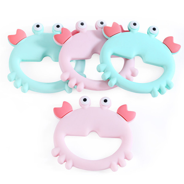 Silicone Crab Teether Cute Crab Shape Teething Ring Grabber BPA Free Chewable Toy DIY Nursing Accessories Silicone Pendant Sensory Toy