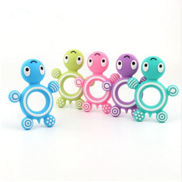 Silicone Teether Safety Tortoise Baby Kids Food Grade Silicone Soother Teether Teething Turtle colorful diy Chewable Pacifier FFA3781-1