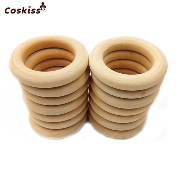 55mm(2.16inch) Nature Wooden Ring Teether Montessori Baby Toy Organic Infant Teething Toy Accessories Necklace DIY Baby Teether