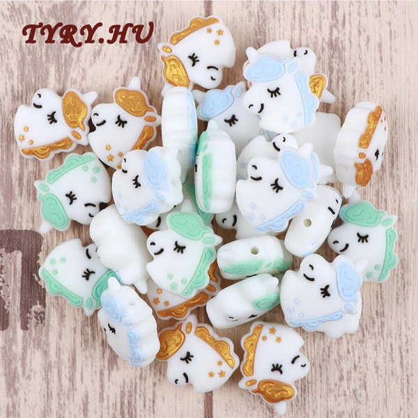 TYRY.HU 5Pc/lot Unicorn Silicone Beads for DIY Baby Teething Necklace Accessories grade BPA Free Baby teether