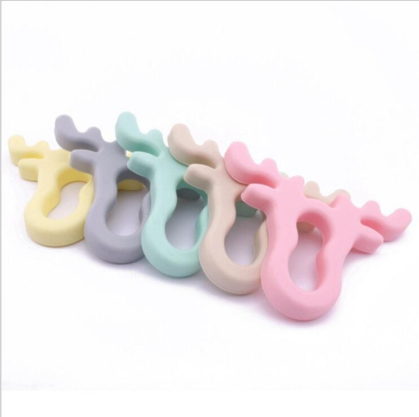 Baby Teeth Training Toys Gifts Infant Food grade silicon antler Animal pacifiers toothpaste Newborn Toddlers Chewing Molars teethers LT617