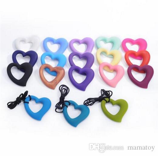 Silicone Heart Pendant Pendants For Multi Colors Baby Kid Teether Molars Tooth Teething Toy Soft Nursing Pendants Teether Toys